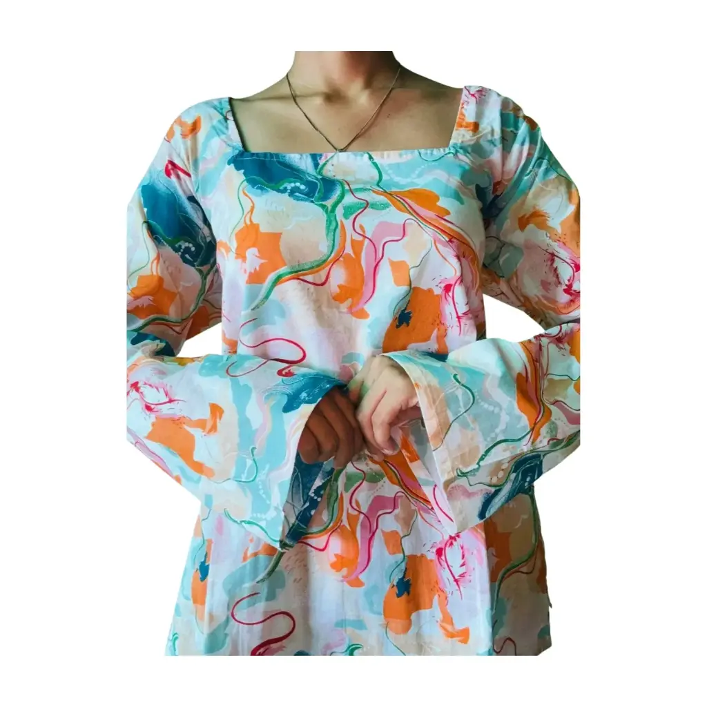 Watercolor Dreams Square neck Kurti