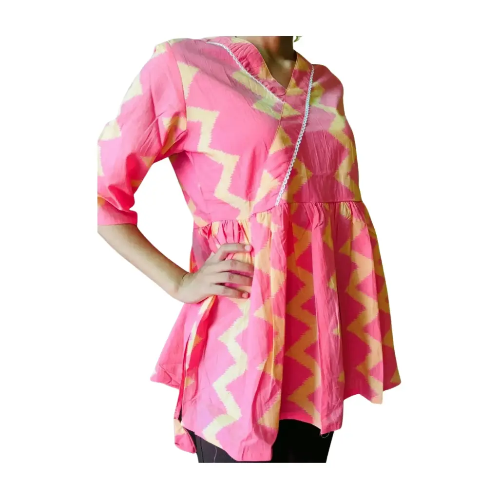 Pink Buta Frock Kurti