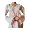 Rosebud Stripe Bell-Sleeve Kurti