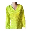 Lime Diagonal Stripe V-Neck Kurti