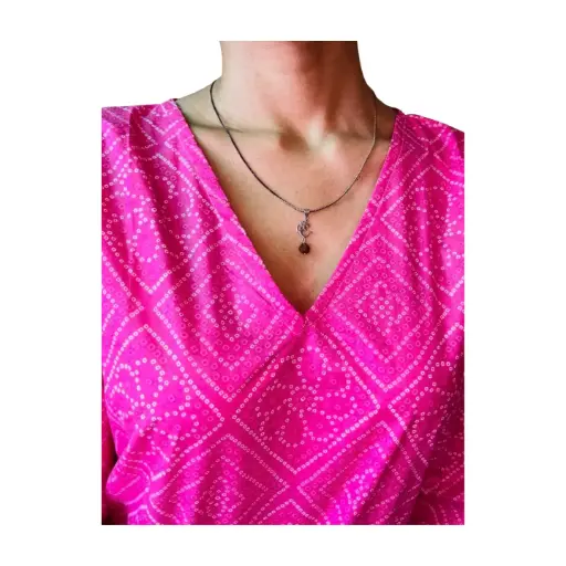Pink Bandhej Diamond Kurti