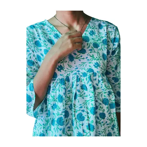 Turquoise Garden Frock Kurti 