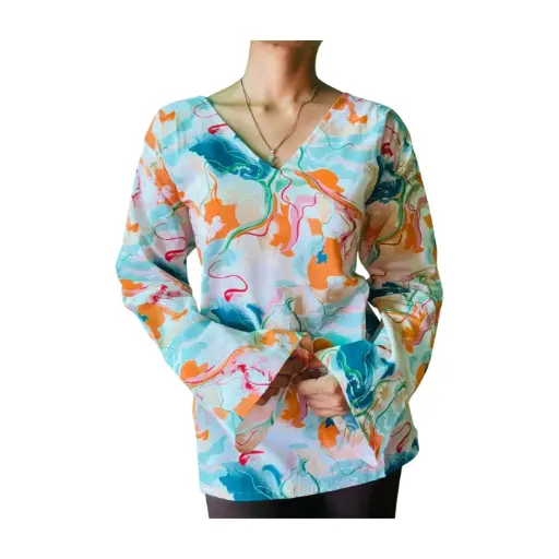 Watercolor Dreams V neck Kurti